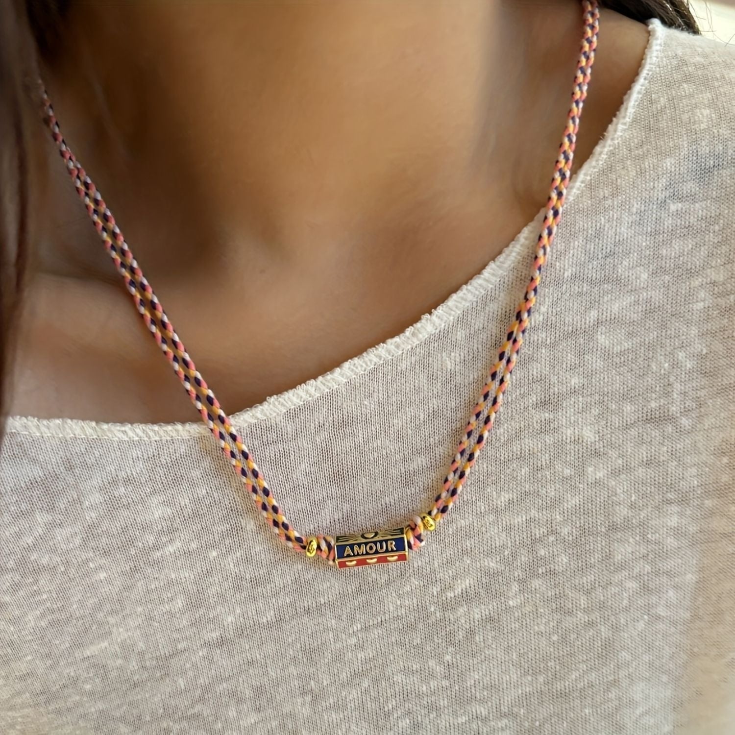 Bohemian style colorful love pendant necklace bracelet Vera Lux
