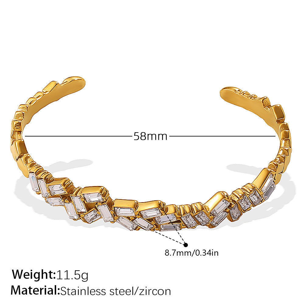Trendy Zirconia Jewelry, Exquisitely High-end, Stainless Steel Plated With 18K Gold, Instagram-style Open Bracelet Vera Lux