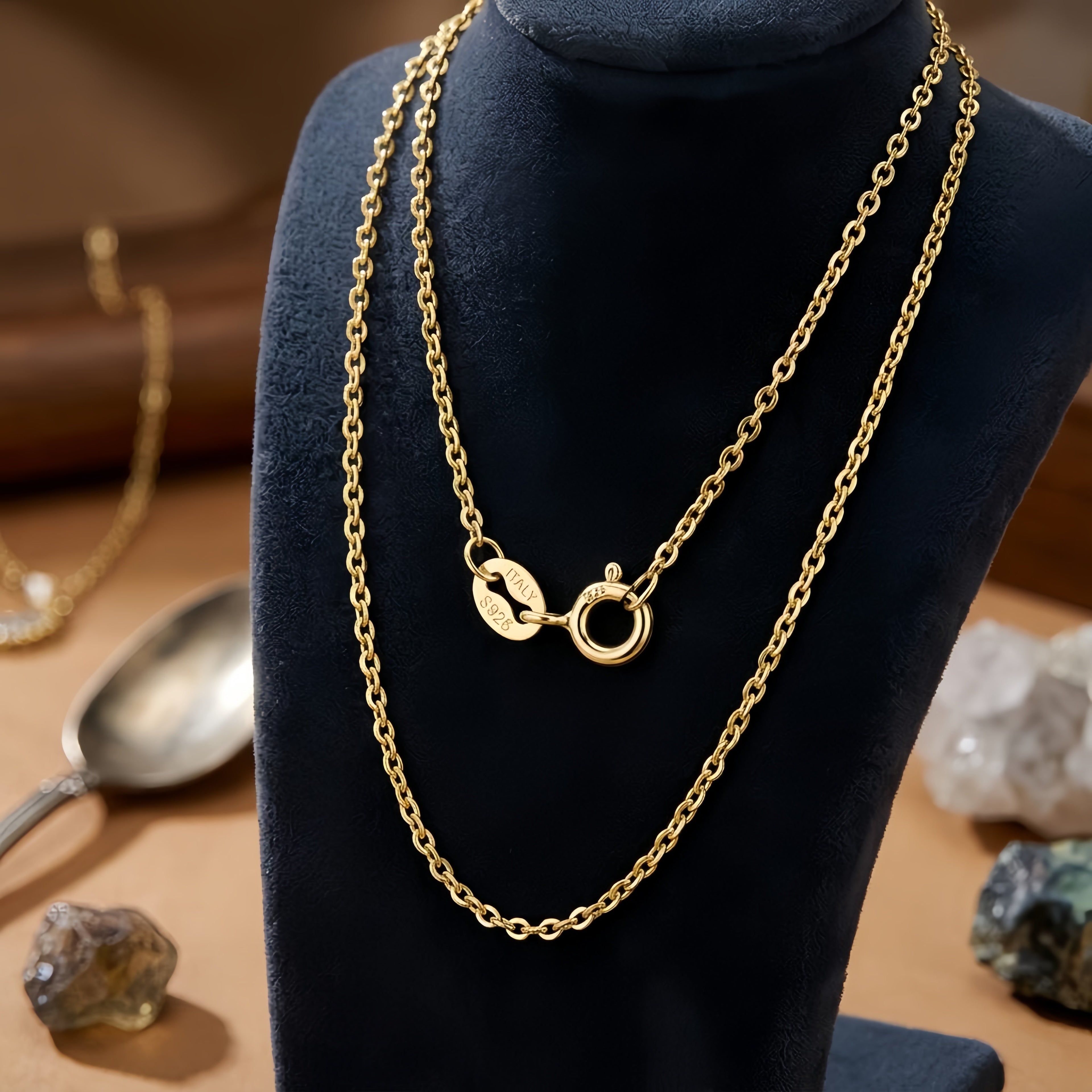 925 Sterling Silver Italian Gold-Plated Sterling  Rope Chain Necklace with Adjustable Clasp Vera Lux