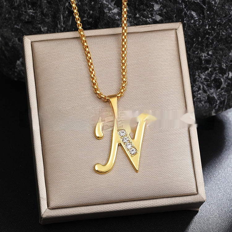 26 Diamond-Encrusted English Alphabet Necklaces Vera Lux