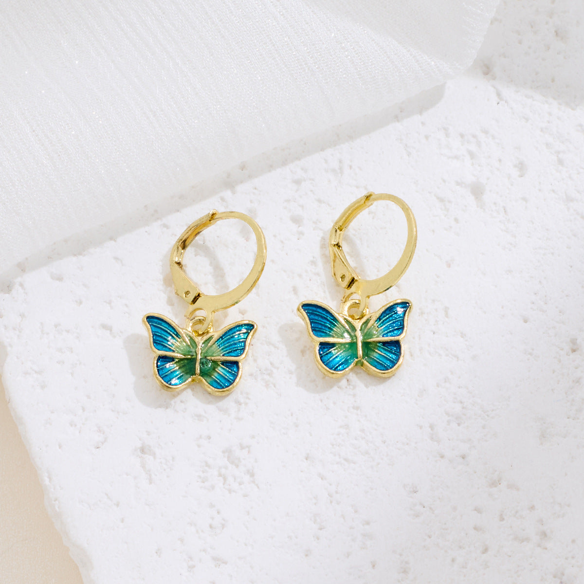 Japanese-Korean French-style Dripping-Oil Petite And Playful Butterfly Earrings Vera Lux