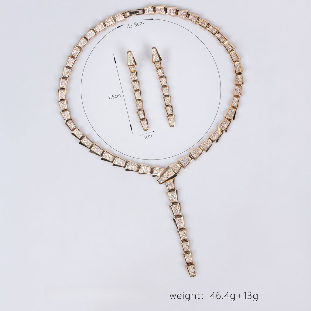 18K Gold Snake-Style Necklace and Earring Set Vera Lux