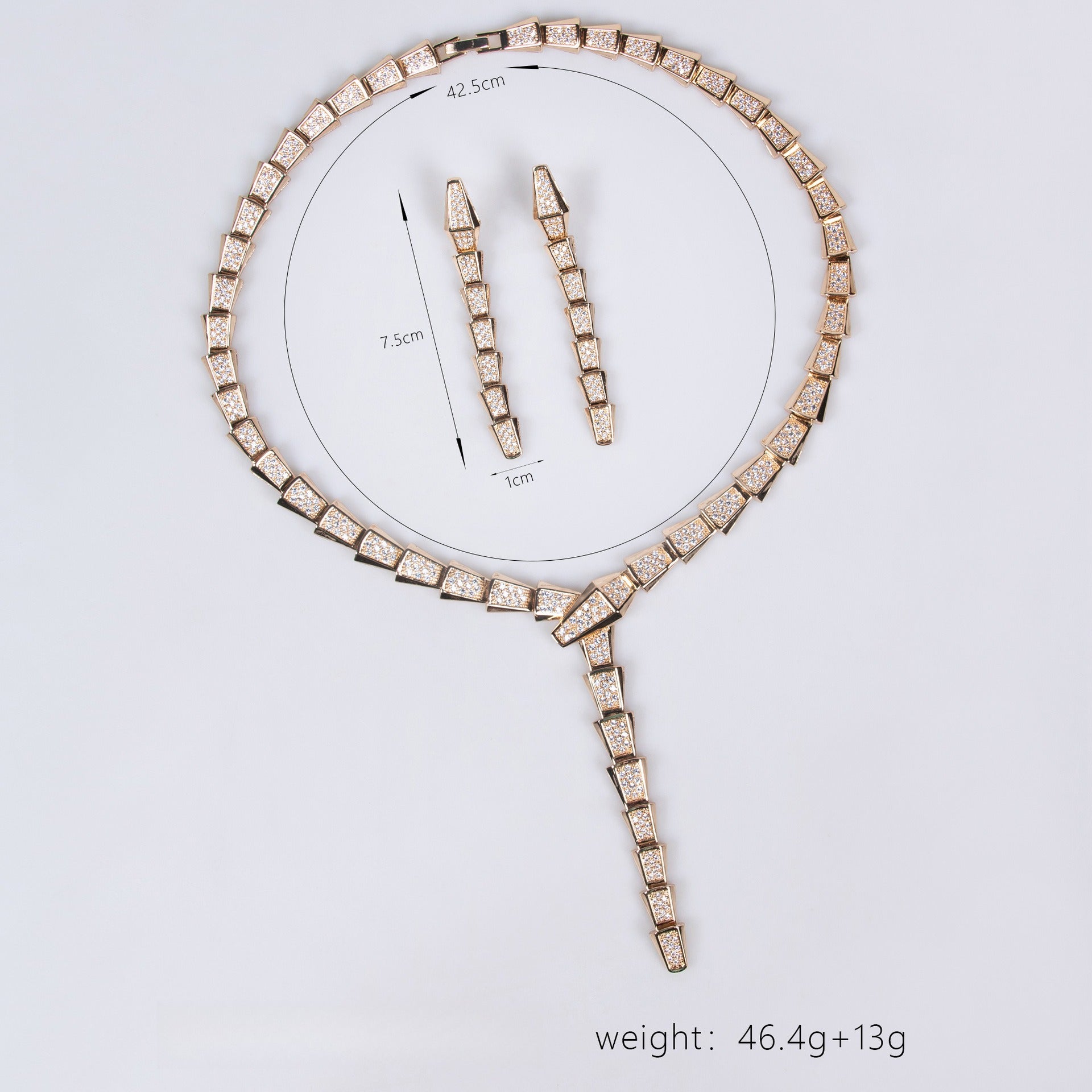 18K Gold Snake-Style Necklace and Earring Set Vera Lux