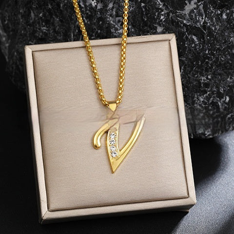 26 Diamond-Encrusted English Alphabet Necklaces Vera Lux
