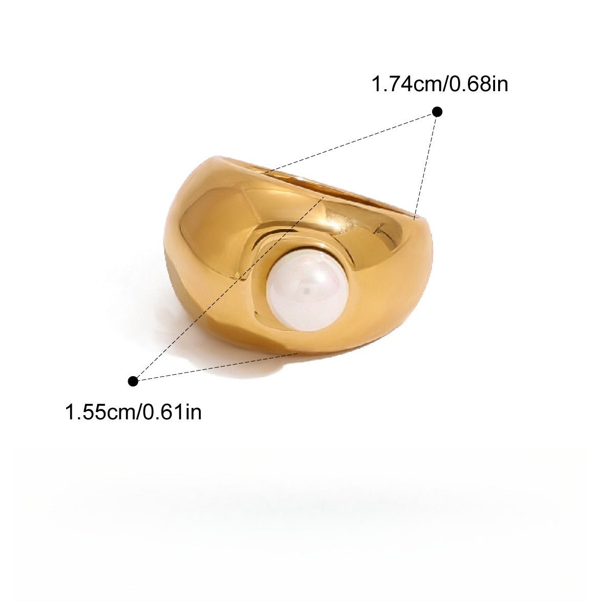 18K Gold Pearl Titanium Steel Ring Vera Lux