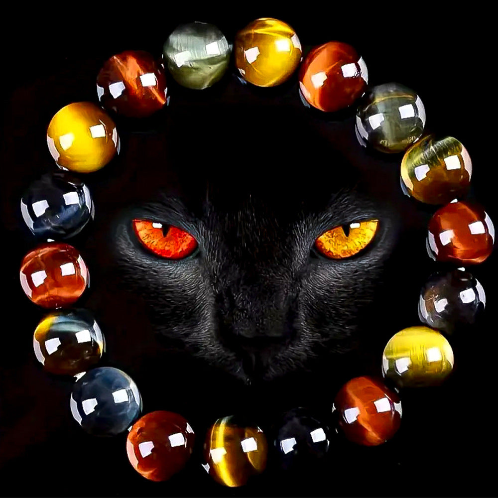Natural Tricolor Tigers Eye Stone Beaded Bracelet Vera Lux