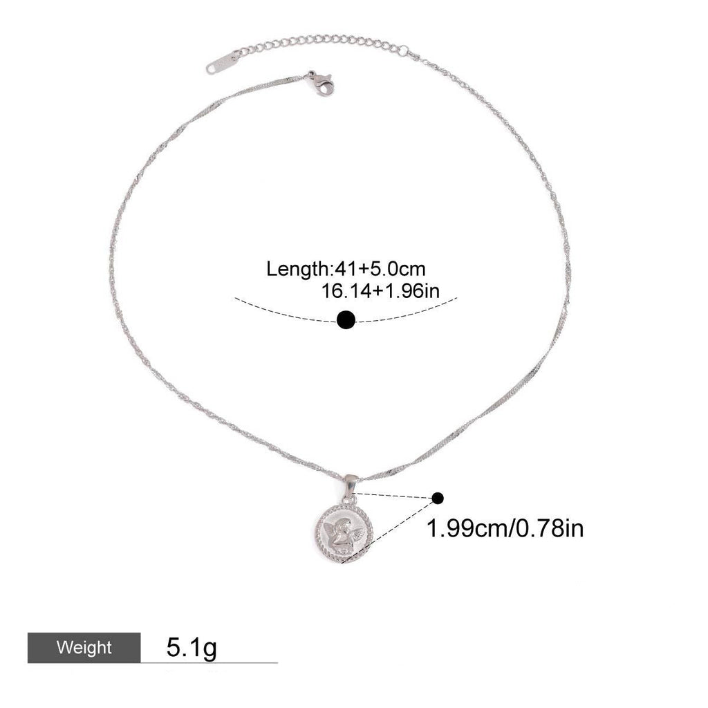 Round necklace with angel pattern design, classic and fashionable Vera Lux