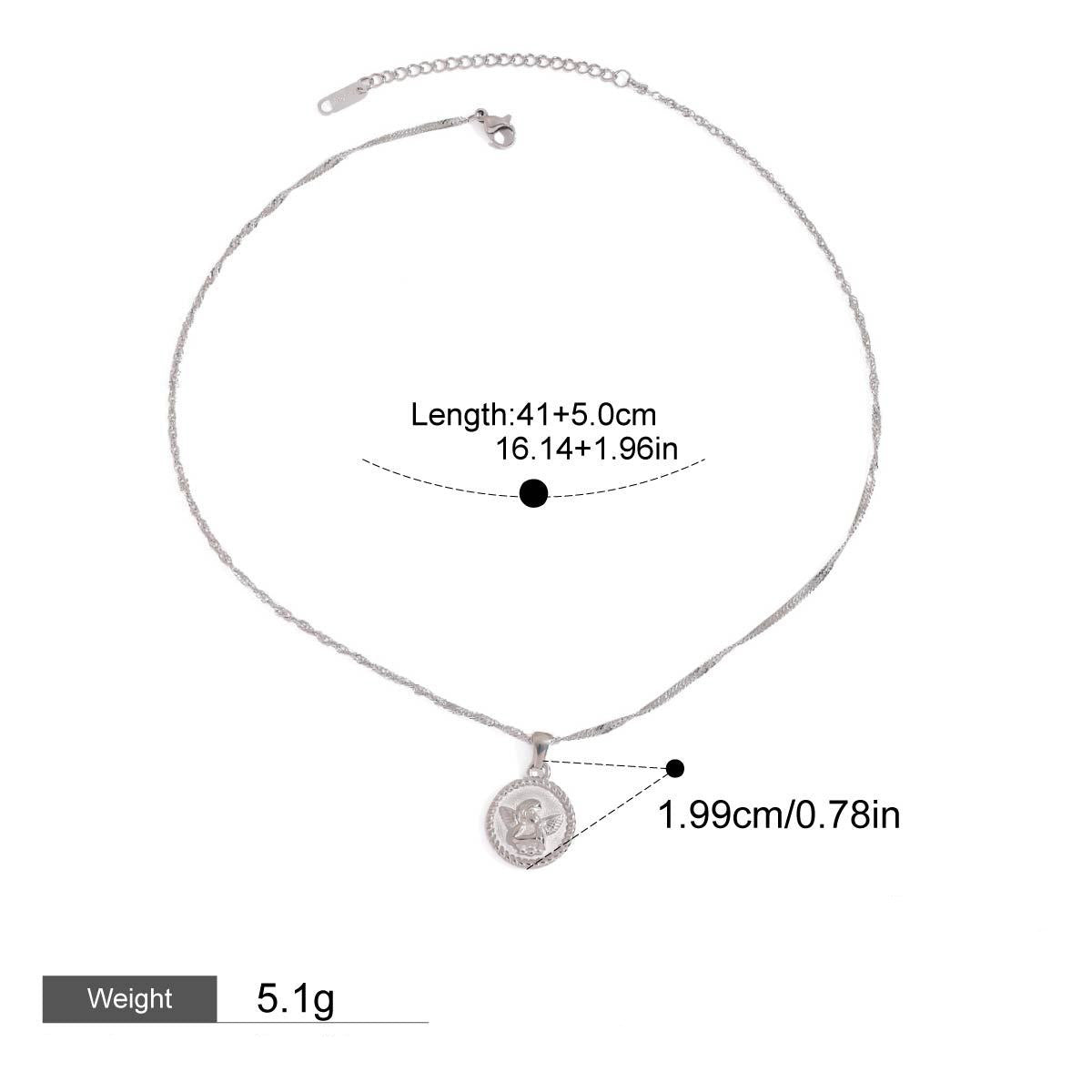 Round necklace with angel pattern design, classic and fashionable Vera Lux