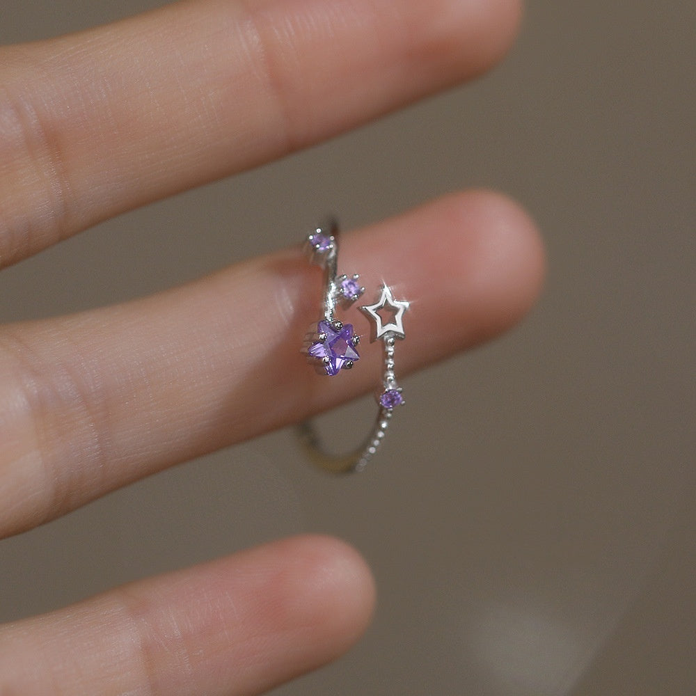 Star Girl Sterling Silver Niche All-Match Adjustable Ring Vera Lux