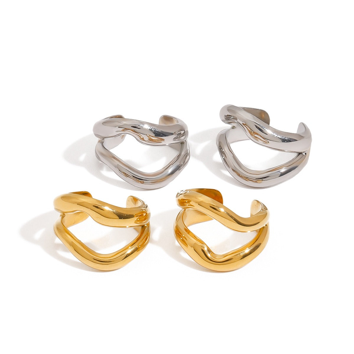 18K gold irregular shape with hollow design simple and elegant earrings Vera Lux