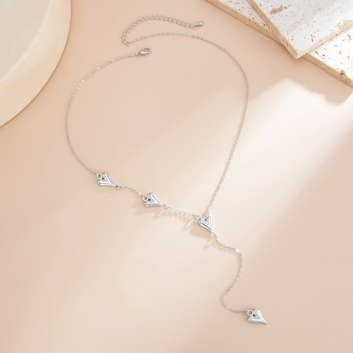 Fashionable Metal Heart Pendant Y-Shaped Necklace Vera Lux