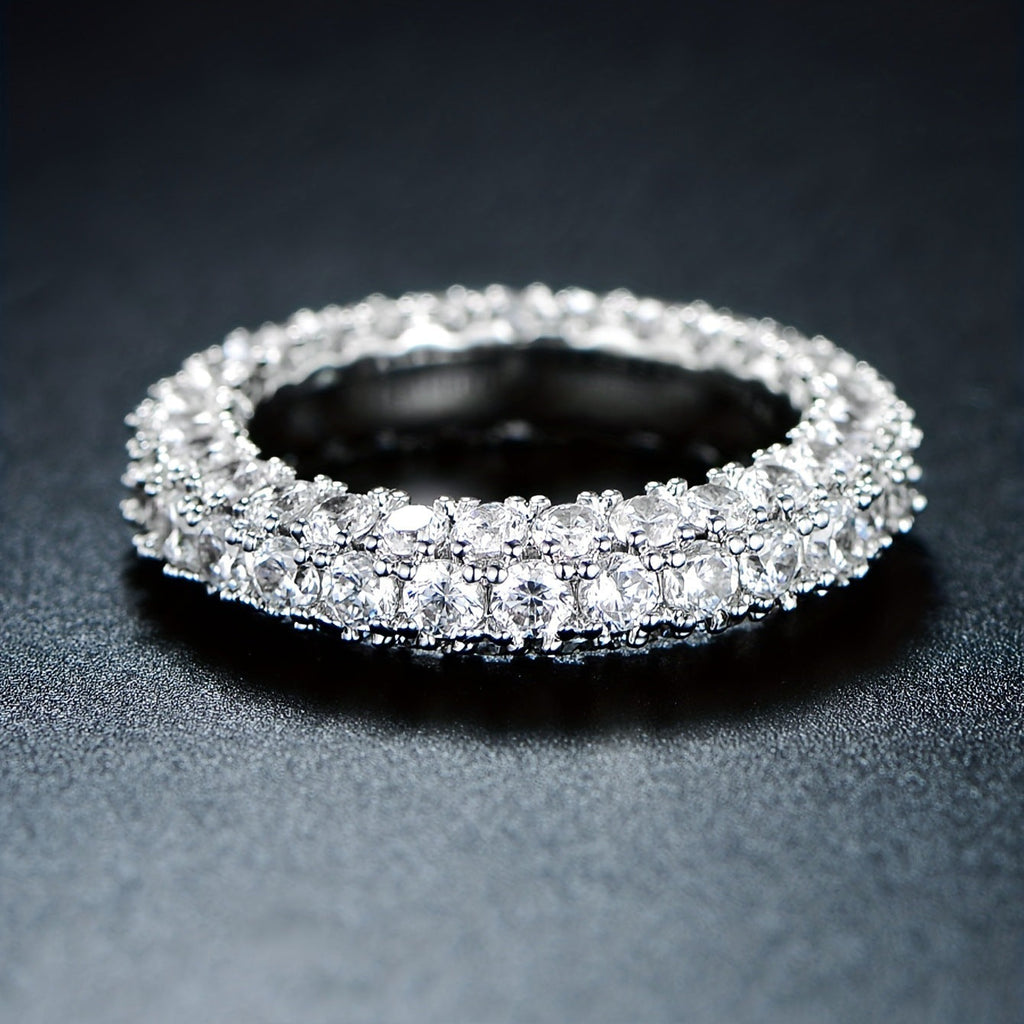 Womens Minimalist, Versatile Three-stone Zircon Ring Vera Lux