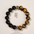Natural Tigers Eye And Obsidian Collectors Bracelet Vera Lux