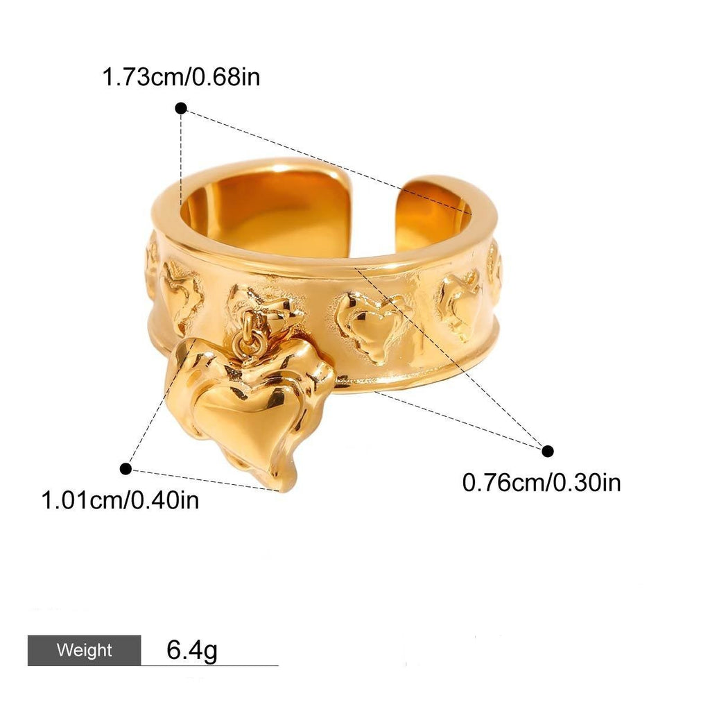 18K gold heart pendant unique design personality ring Vera Lux