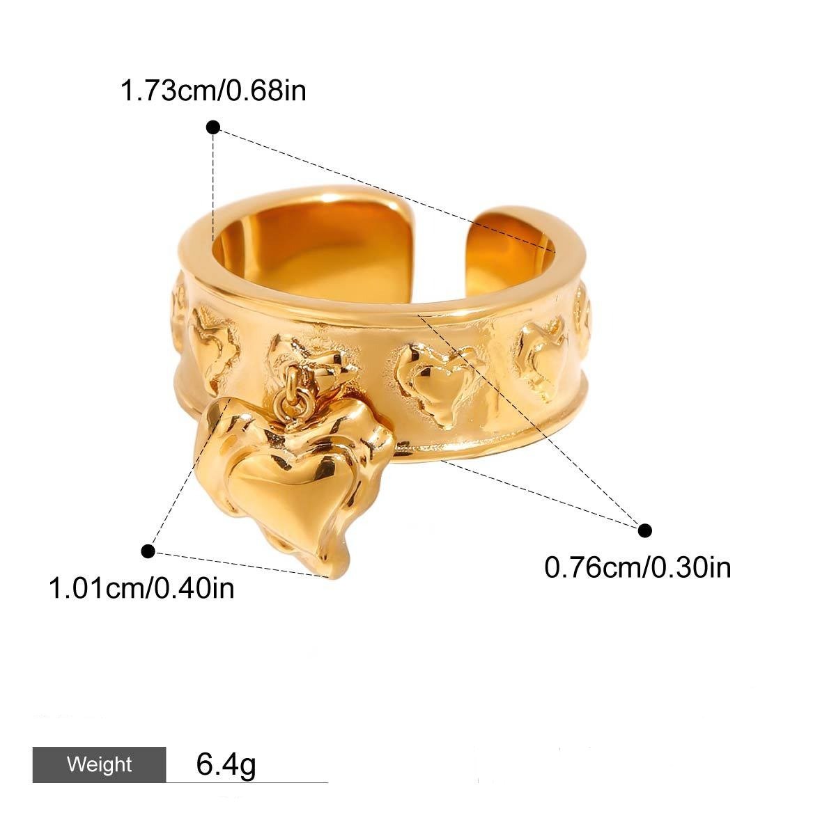 18K gold heart pendant unique design personality ring Vera Lux