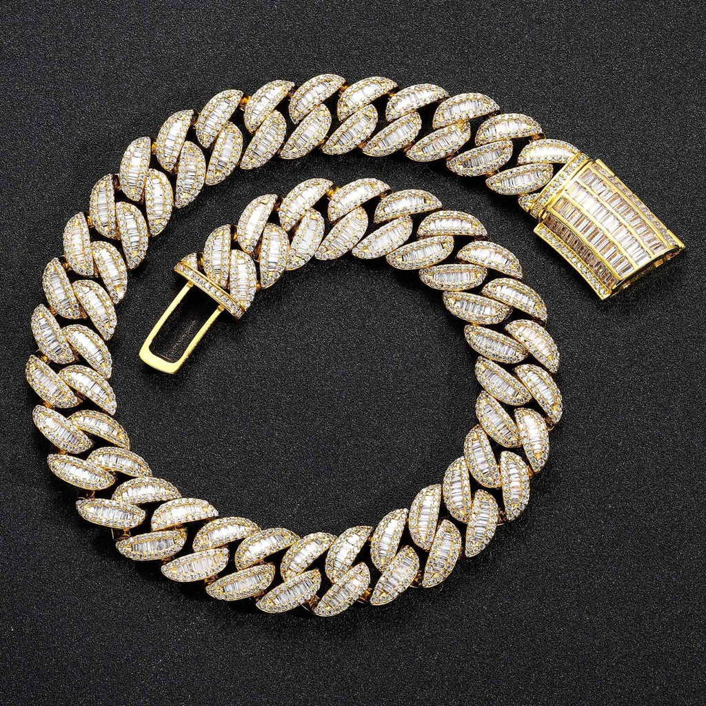20mm Fully Diamond-Encrusted Square Zircon Cuban Chain Hip-Hop Necklace Vera Lux