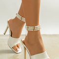 Contrast color round beads geometric handmade multi-layer imitation pearl beaded anklet Vera Lux