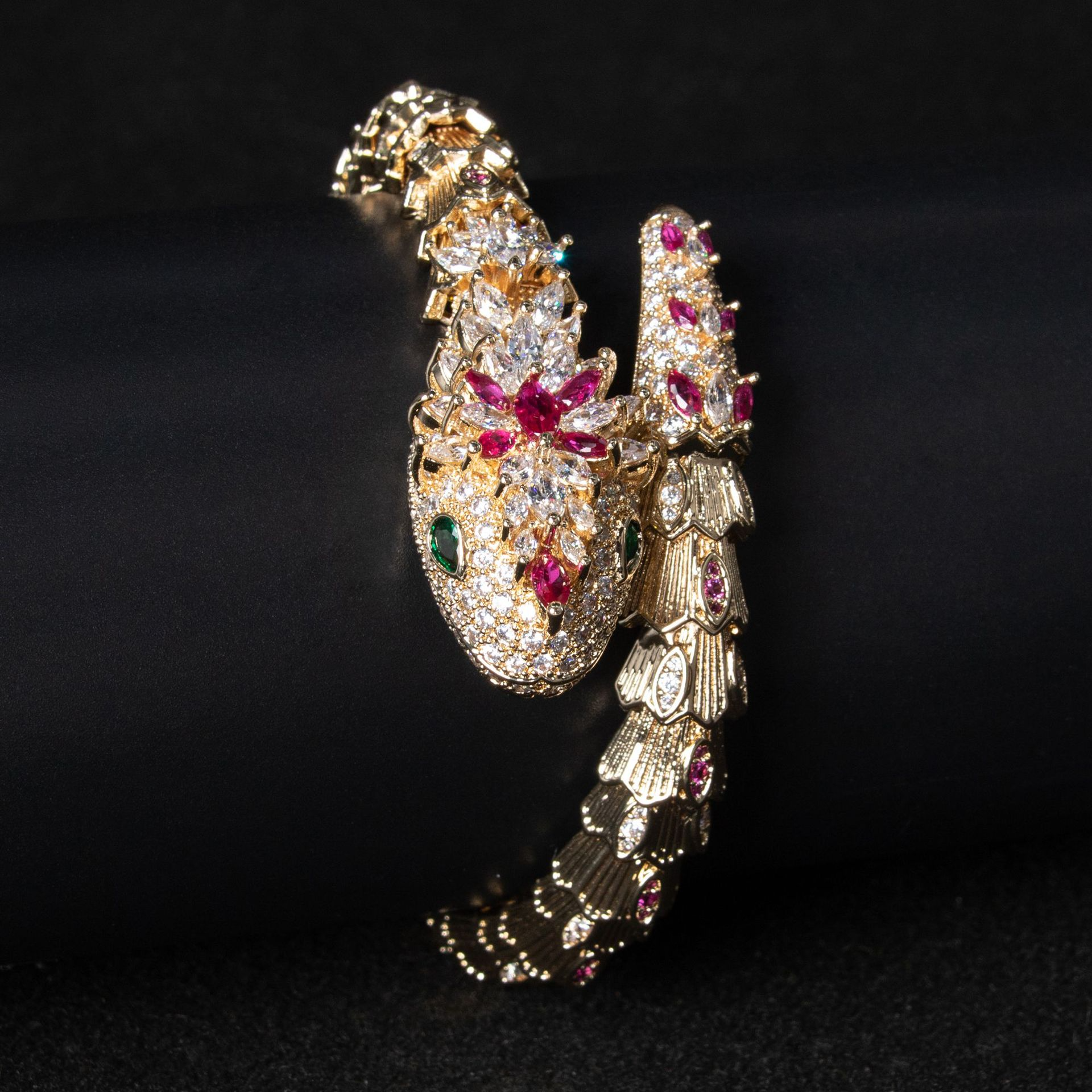18K Gold Snake and Marcasite Bracelet Vera Lux