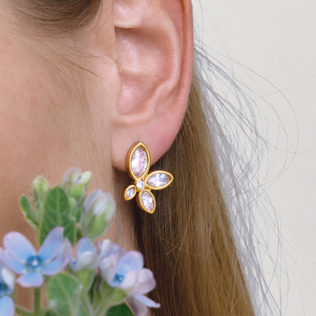 White Flower Zircon Stud Earrings Vera Lux