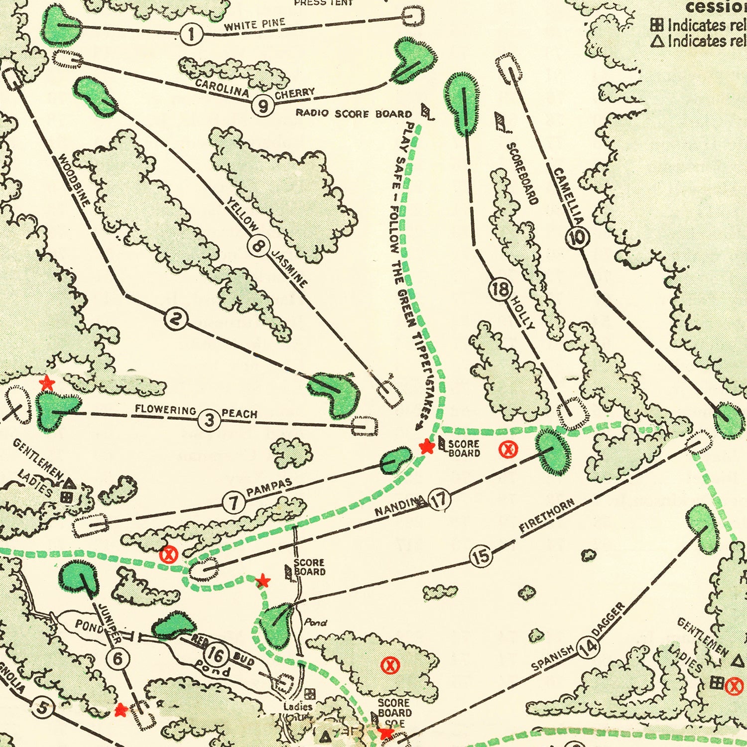 Vintage Map of Augusta National Golf Course, 1954 Teds Vintage Art