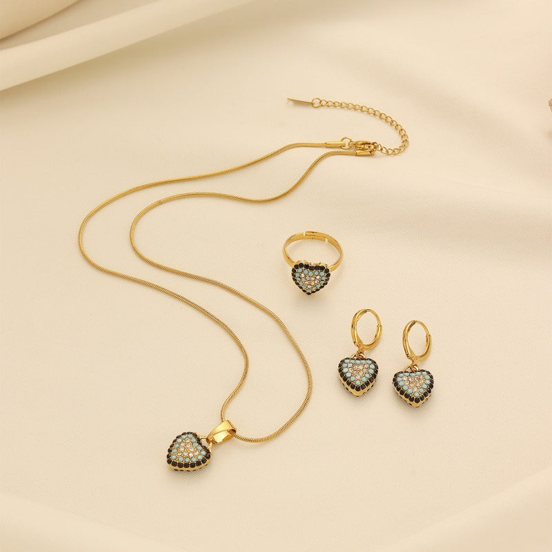 Crystal Heart Evil Eye Jewelry Set Vera Lux