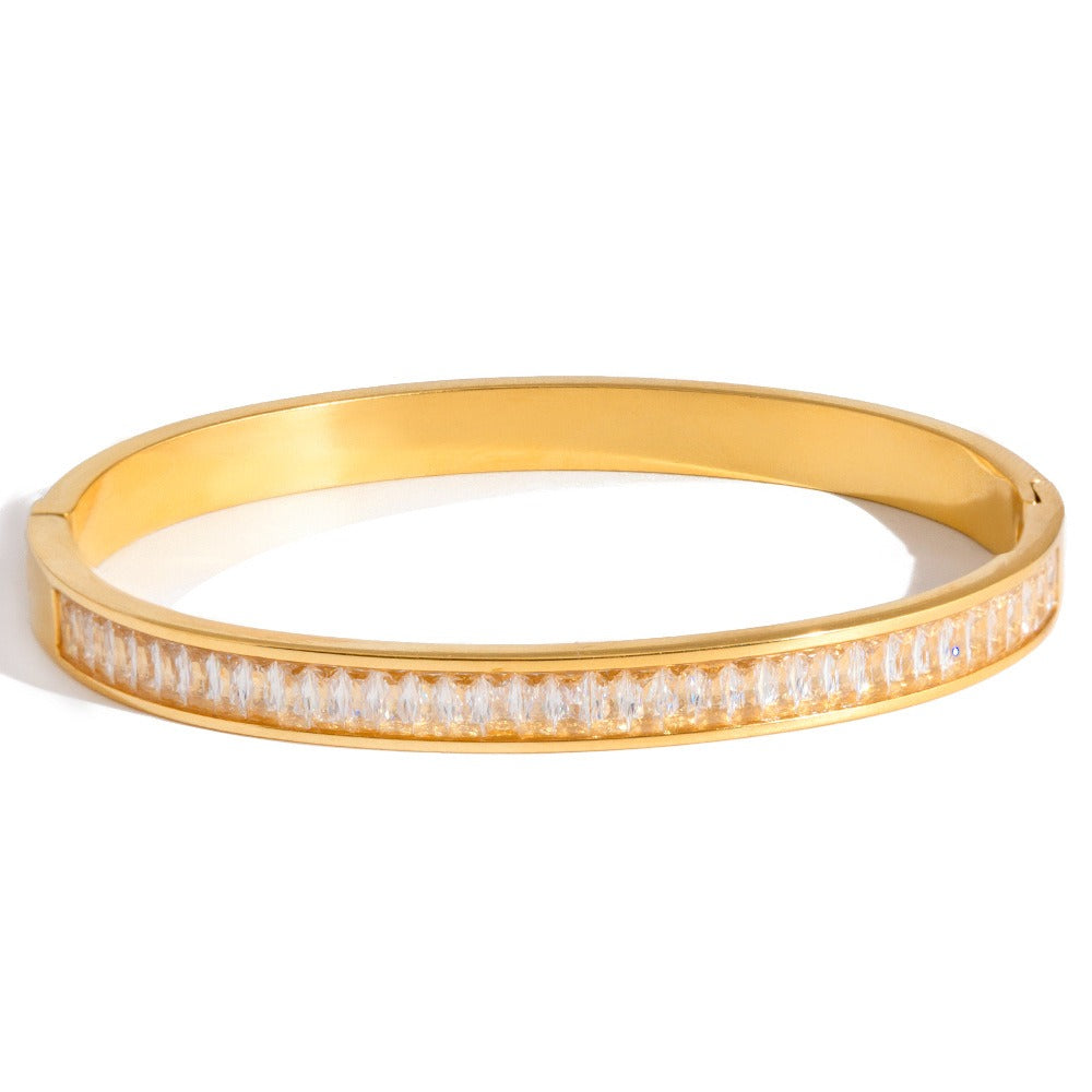 18K gold-plated titanium steel bracelet with rhinestones Vera Lux