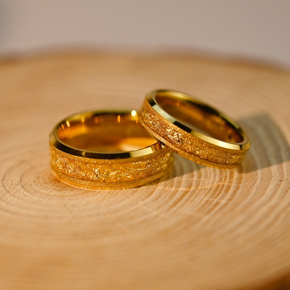 6mm Wide Tungsten Steel Gold Sandblasted New-style Ring Vera Lux