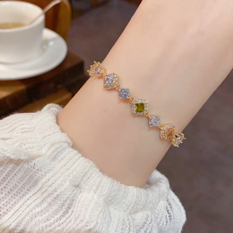 Light Luxury Fashionable All-Match Micro-Set Colorful Zircon Bracelet Vera Lux
