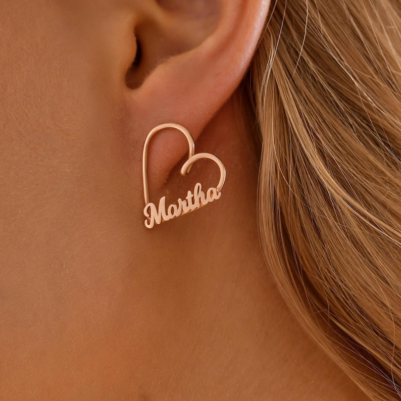 Heart Name Stud Earrings Vera Lux