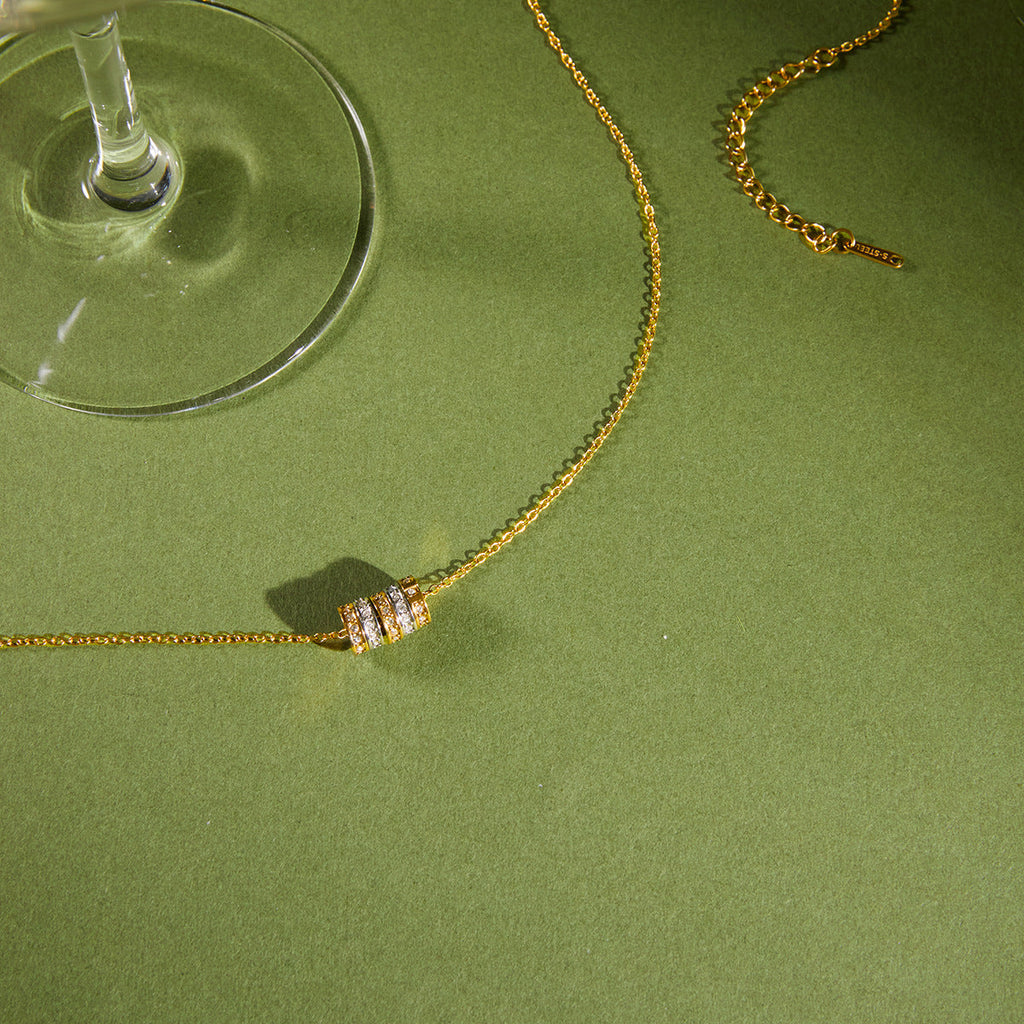 Stainless Steel Zircon Spinner Necklace Collection Vera Lux