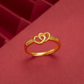 Vietnamese Sand Gold Plated Double Heart Ring For Women, Japanese & Korean Fashion Adjustable Open Love Ring Vera Lux
