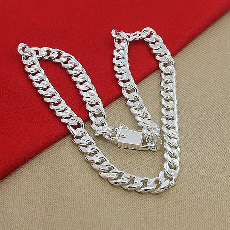 Silver-Plated Square Clasp Side-Chain Punk Hip-Hop Rock Necklace Vera Lux