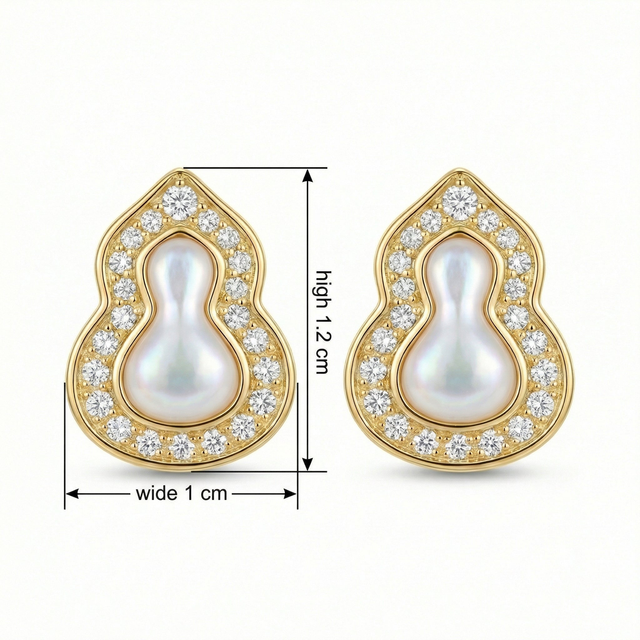 925 Sterling Silver Exquisite Mother-of-Pearl and CZ Gourd-Shaped Stud Earrings Vera Lux