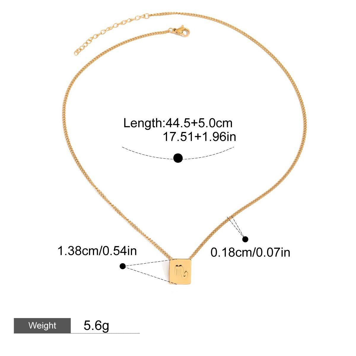 18K gold square necklace with twelve zodiac elements design, classic and fashionable Vera Lux