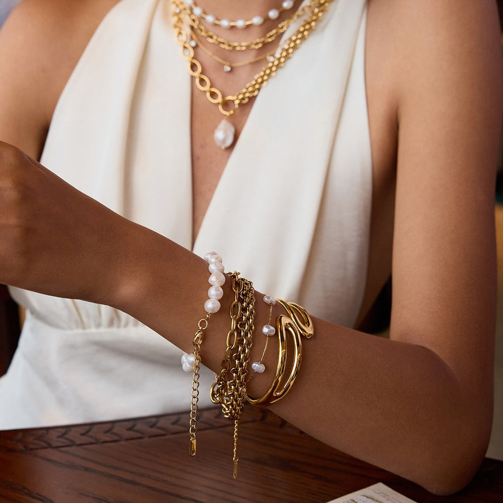 18k gold stainless steel pearl bracelet Vera Lux