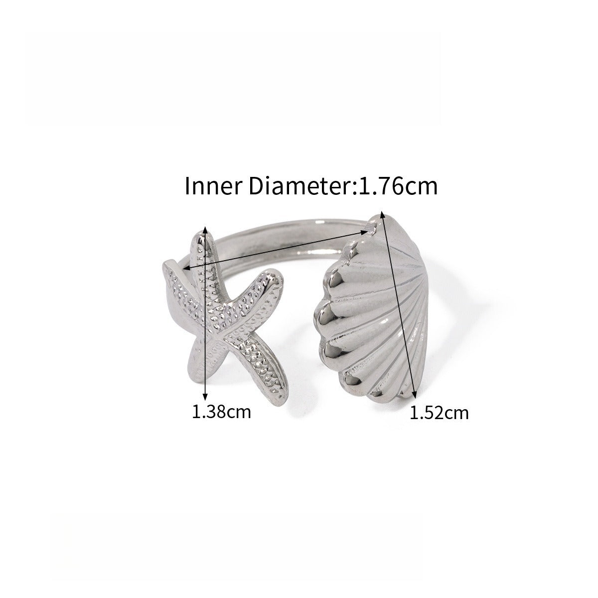 Starfish Shell Titanium Steel Ring Vera Lux
