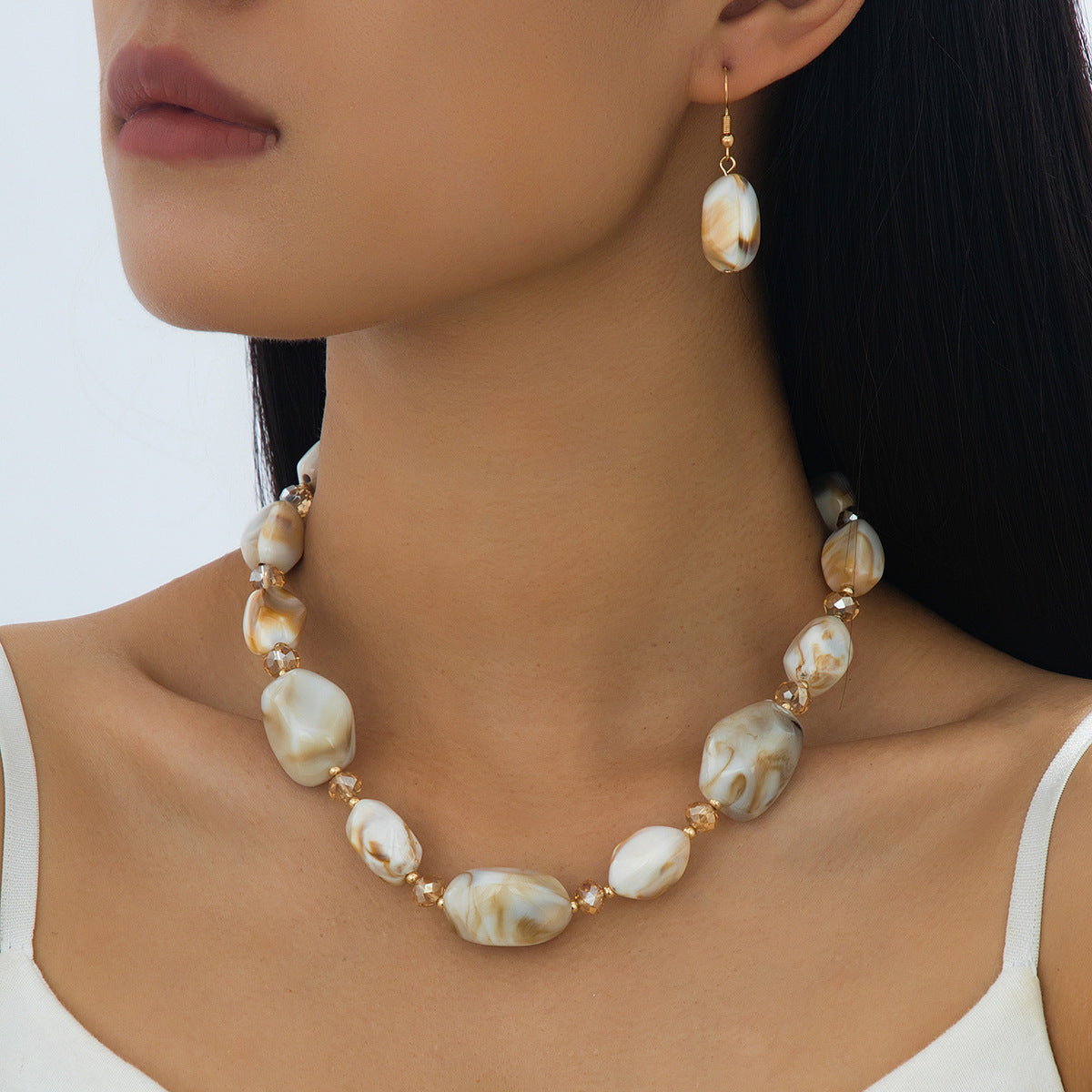 Colorful Resin Bead Necklace and Bracelet Set Collection Vera Lux