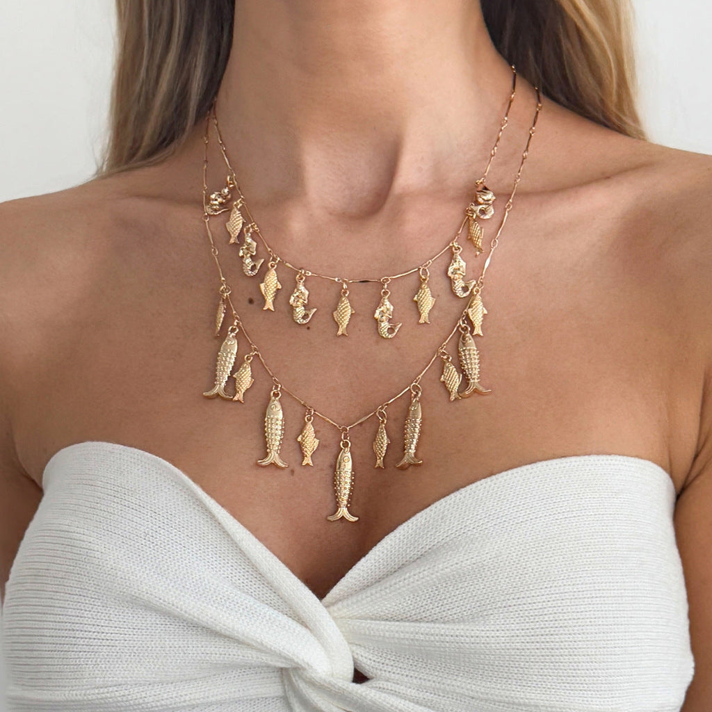 Ocean-style Instagram-ready Metal Small Fish Pendant Necklace Vera Lux