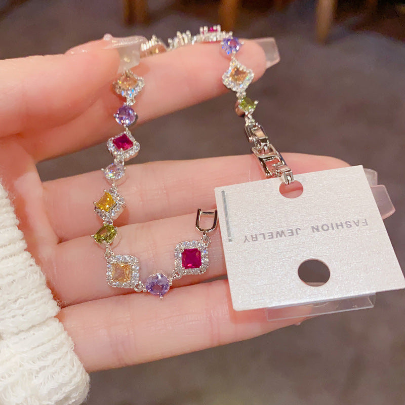 Light Luxury Fashionable All-Match Micro-Set Colorful Zircon Bracelet Vera Lux