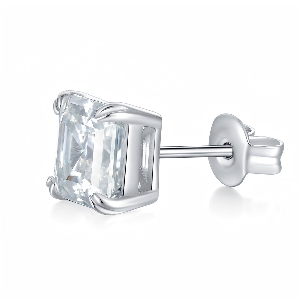 S925 Sterling Silver 6x8mm Emerald Cut Moissanite Stud Earrings  Octagon Solitaire With GRA Certificate Platinum Plated Jewelry Gift Box Set For Women & Men Vera Lux