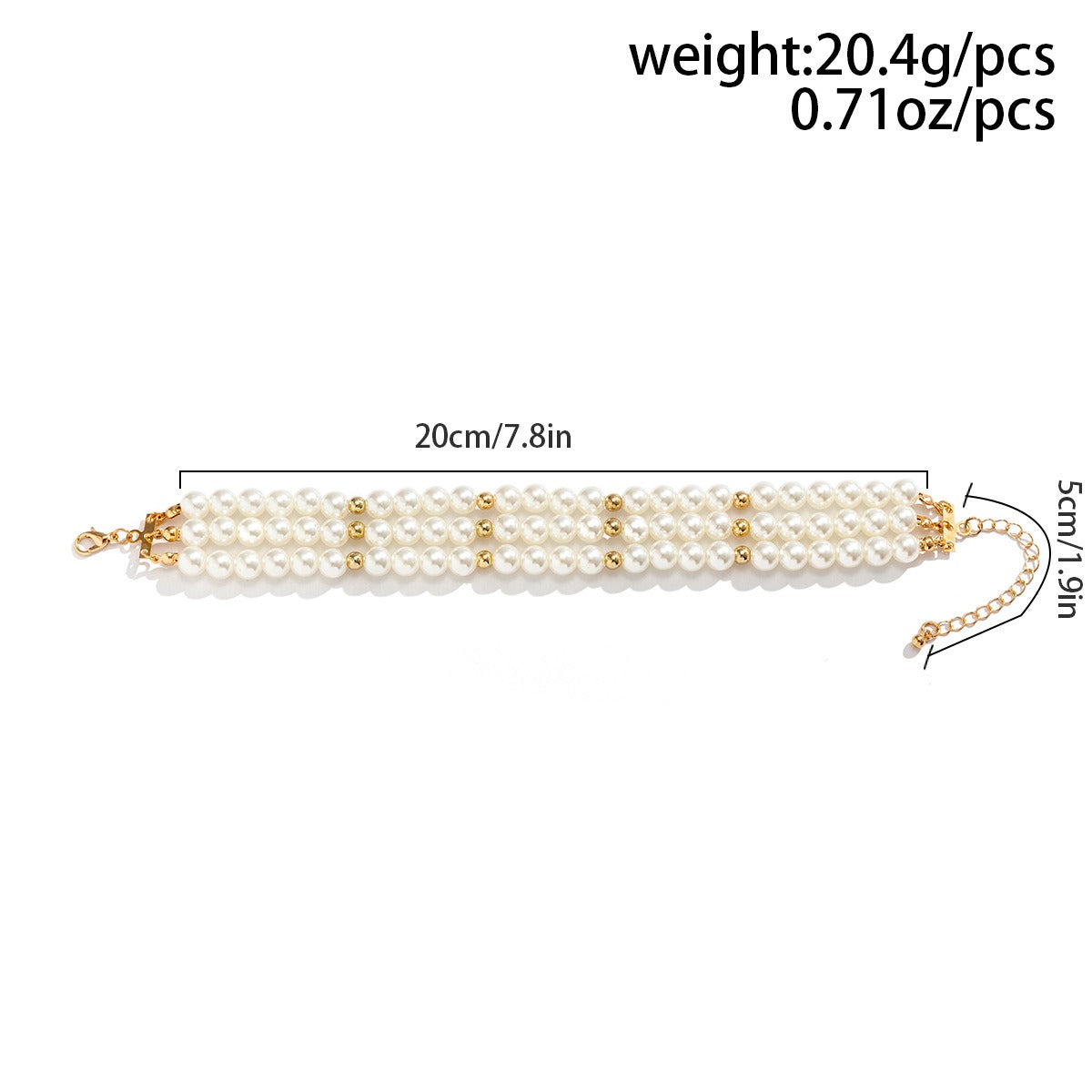 Contrast color round beads geometric handmade multi-layer imitation pearl beaded anklet Vera Lux
