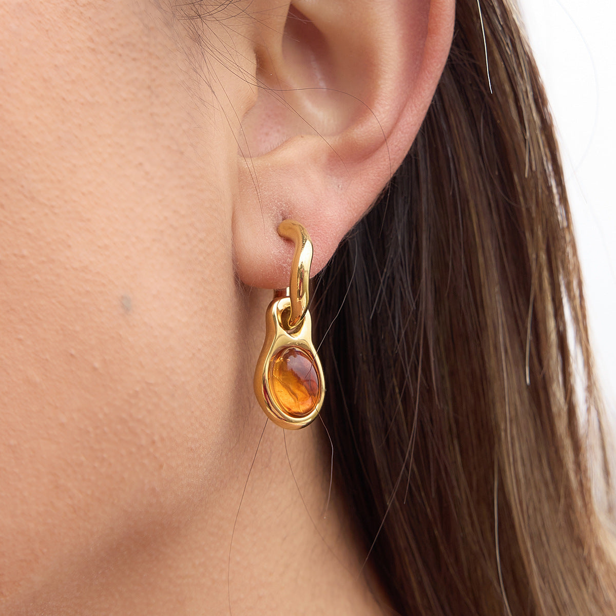 Amber Resin Geometric Drop Earrings Vera Lux