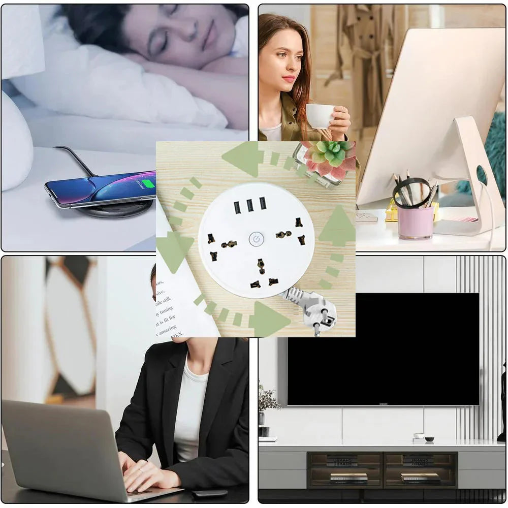 EU Plug AC Outlet Smart Home Power Strip – Multipurpose Electrical Extension Cord with USB Ports & Fast Charging Whatever the Treasure