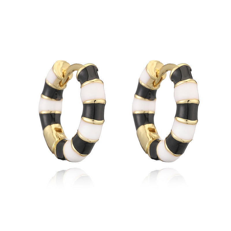 Colorful Dripping-Oil Circle Bamboo-Section Ear Clips Vera Lux