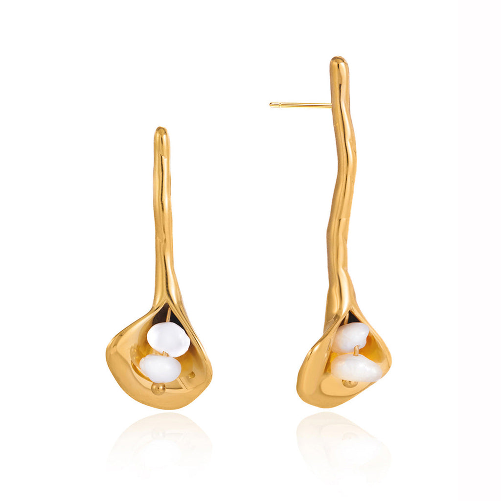 Pearl Calla Lily Drop Earrings Vera Lux