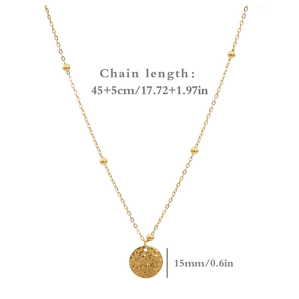 18K Gold Wind-Indented Round Necklace Vera Lux