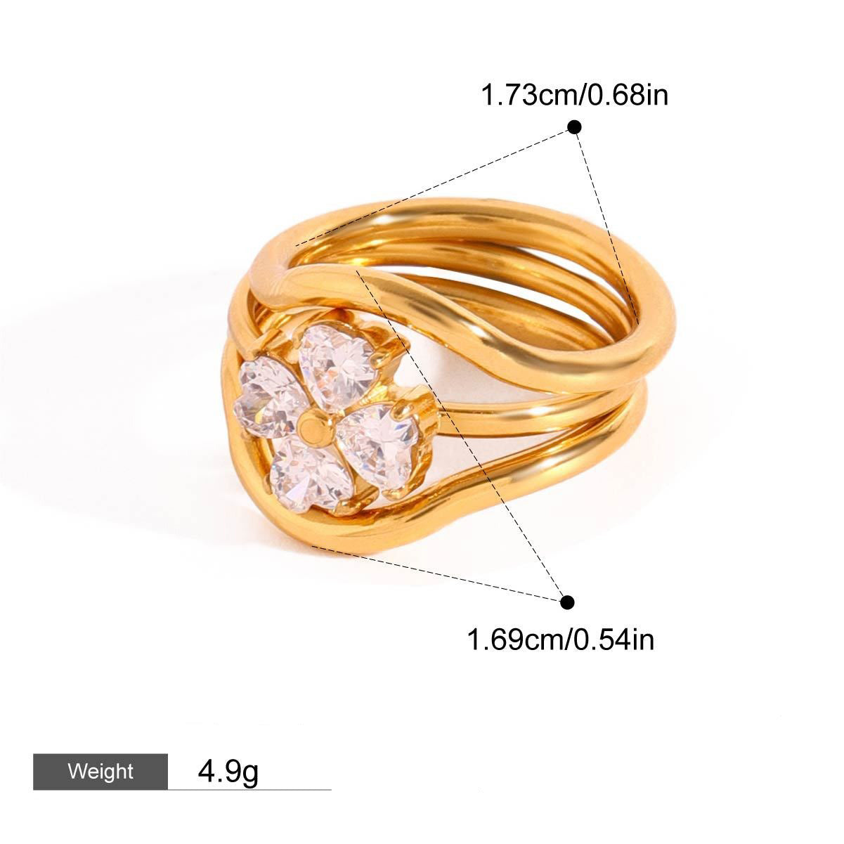 18K gold geometric gemstone inlaid exquisite design dazzling ring Vera Lux