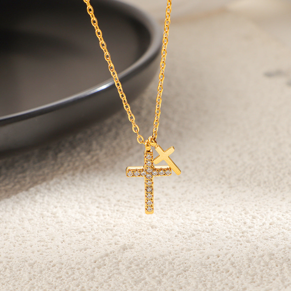 New European And American Light Luxury Cross Diamond Necklace Vera Lux