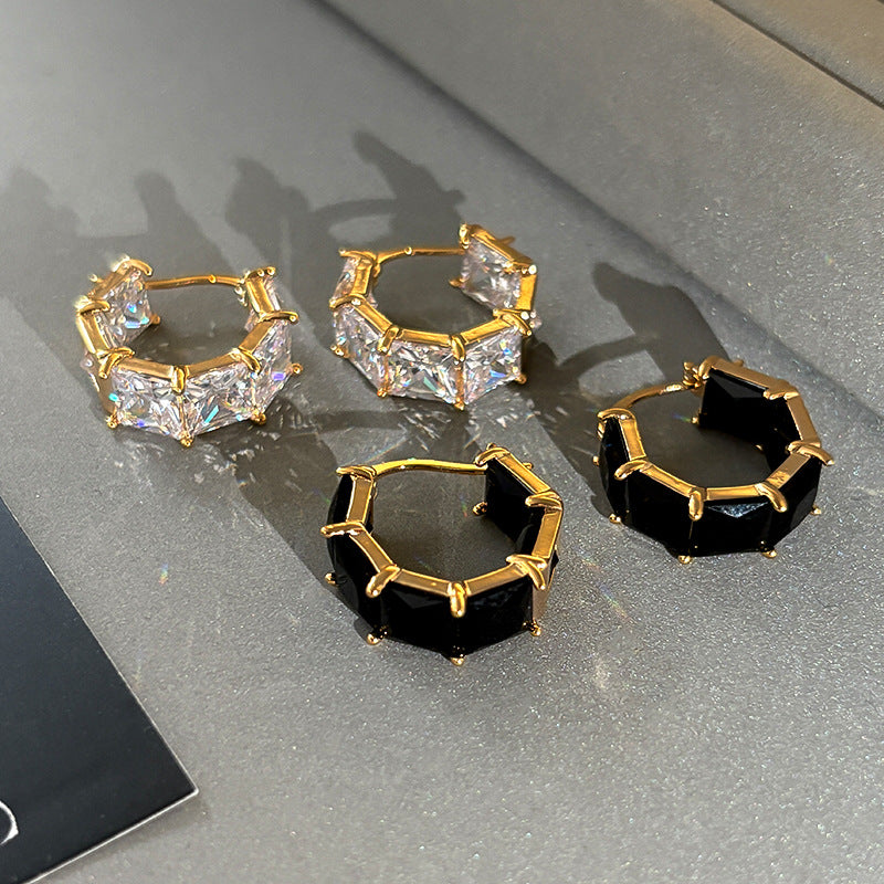 Exquisite Gold-detailed Diamond-studded Zircon Earrings For Women Vera Lux