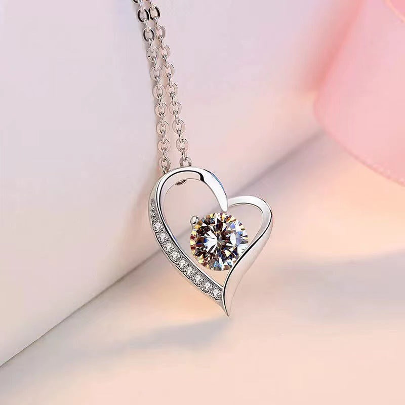 S925 Silver Heart-Shaped Minimalist Versatile Collarbone Necklace Vera Lux